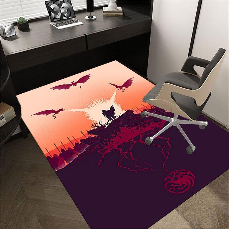 

1pc Fire and Blood Office Carpet Chair Mats, Home Decor Mat | Fantasy Theme Mat | Durable Mat, Dragon DecorB19 60cm by 90cm
