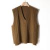 Women's Loose Fit Cable Knit V-Neck Sweater Vest - Autumn/Winter 2021, Thick OL Style, Korean Version.