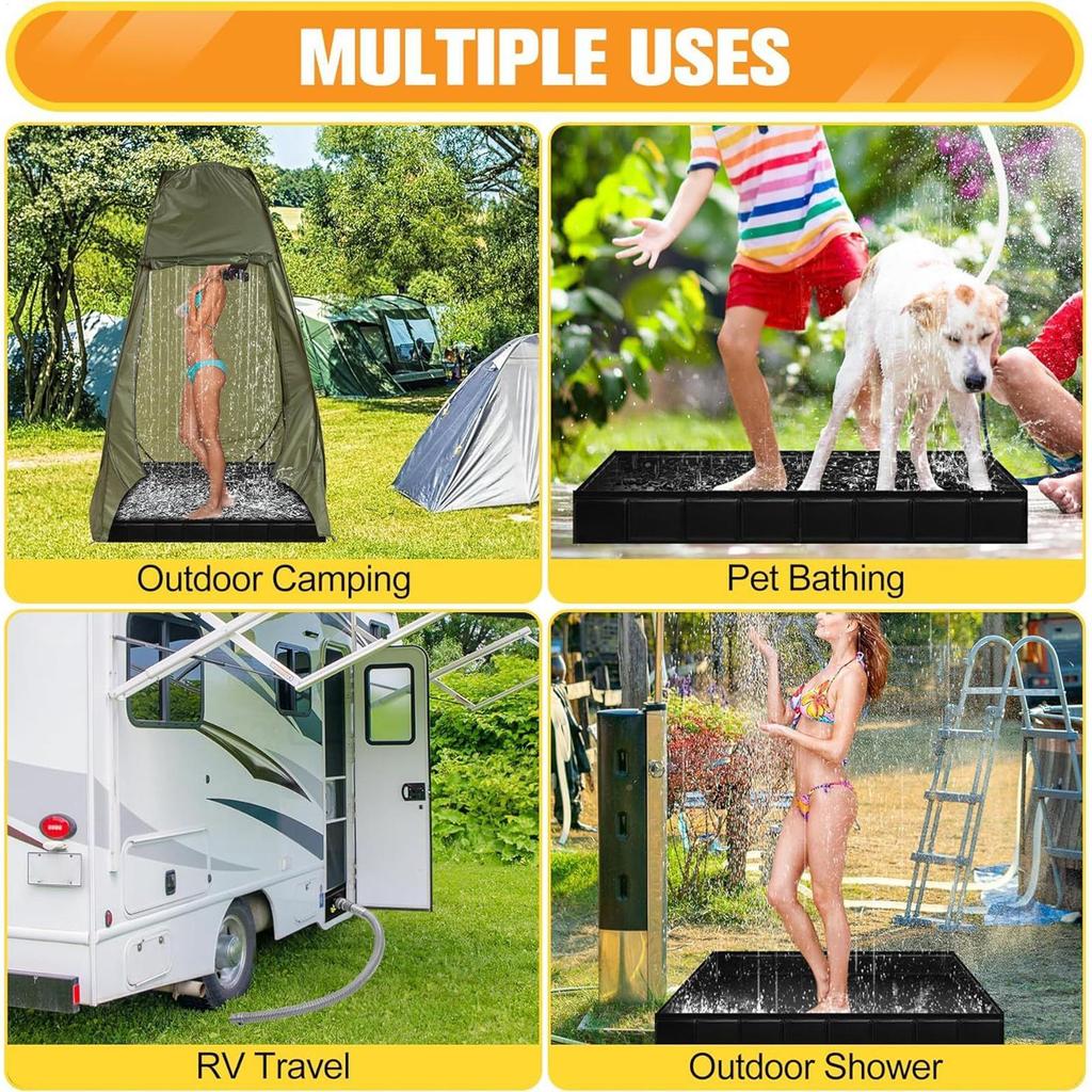 Camping Shower Tent Floor Base Outdoor Tent Shower Tray Folding Shower Pan Pets Shower Basin Base For Camping Travel Awning
