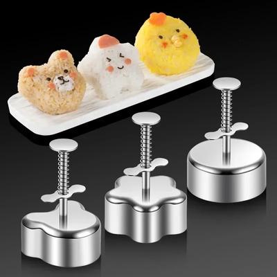 304 Stainless Steel Rice Balloon Mold Japanese Triangle Rice Balloon Sushi Mold Bear Flower Lunch Tools Sushi Kitchen Tools
