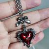 Collier pendent croix gothique punk sombre nœud d'amour chaîne de clavicule vintage cœur épineux collier Y2K bijoux pour hommes