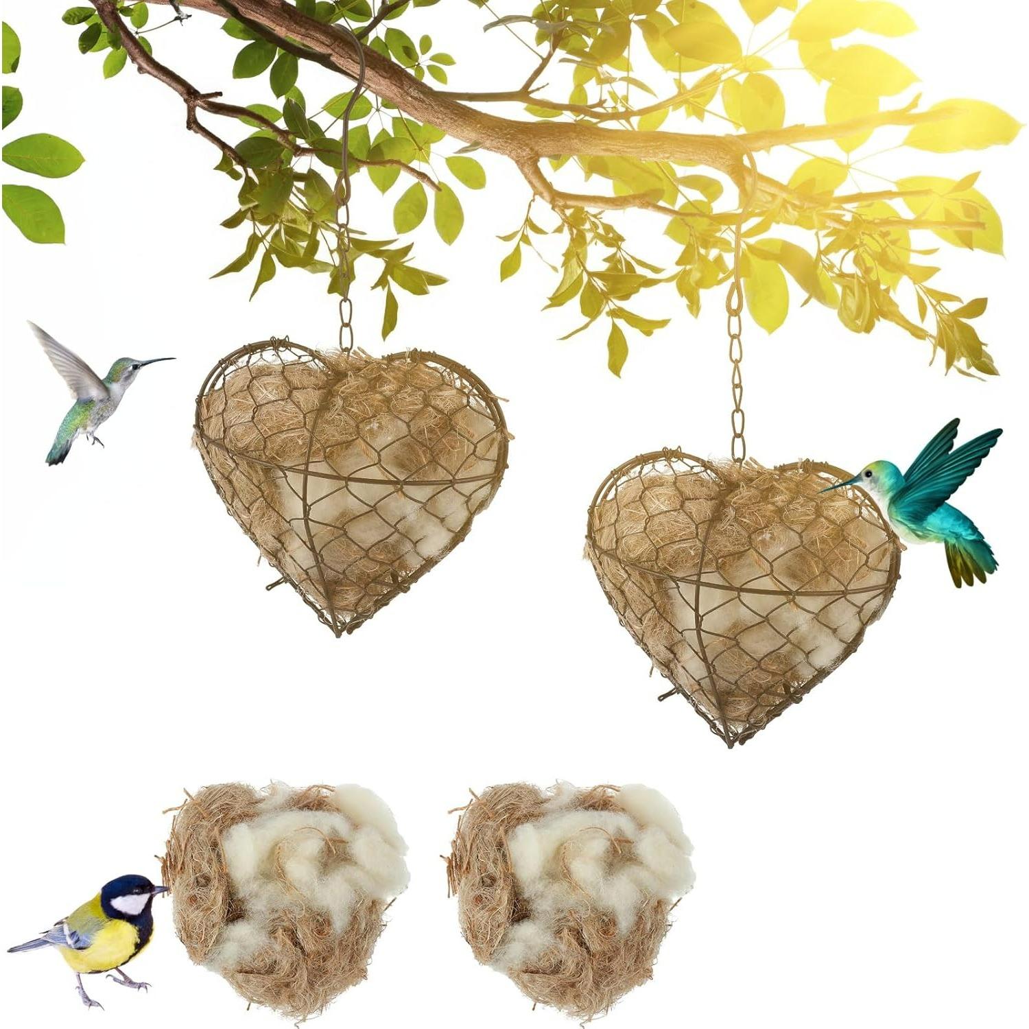 

9 x 7 Inch Hummingbird Nest House Nesting Material Bird for Outside, Gift Design for Animal Lovers, Spring Fowl Gifts in Indoor Patio Garden 2