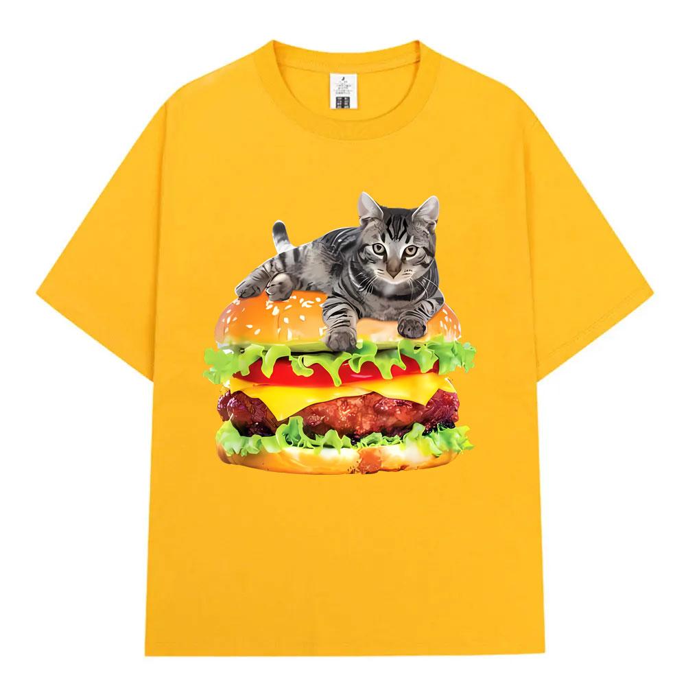 Hamburger Funny Cat Funny Meme TShirt Unisex Women Casual Fashion Vintage T Shirts Summer Cotton Oversized Short Sleeve Tshirts