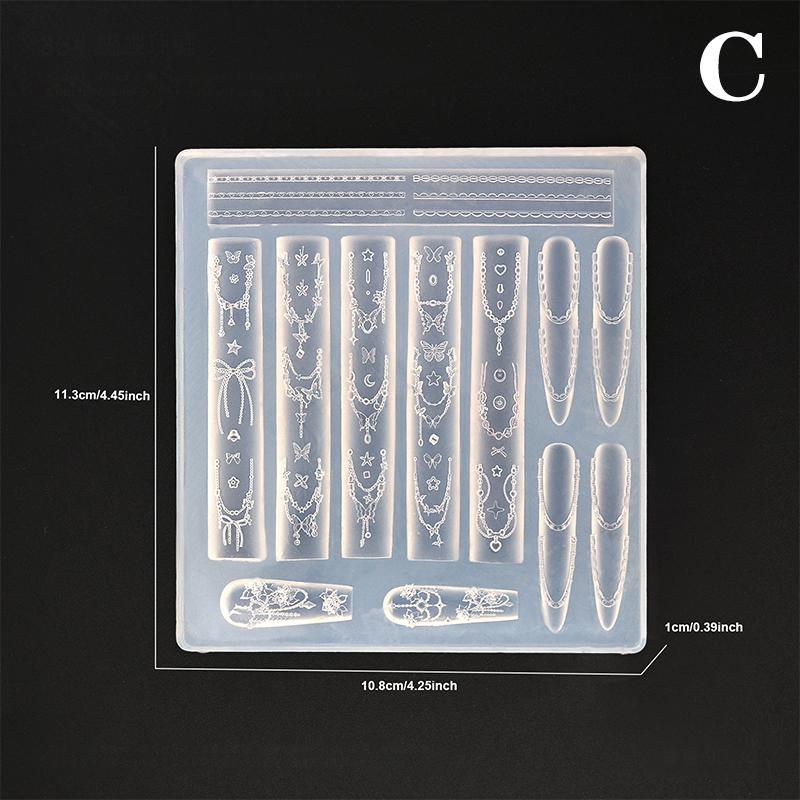 Nail Silicone Mold Cartoon Bow Flower Beads Line Carving Mold 3D Stamping Plate Nails Stencils Diy Manicure Tools Nail Art