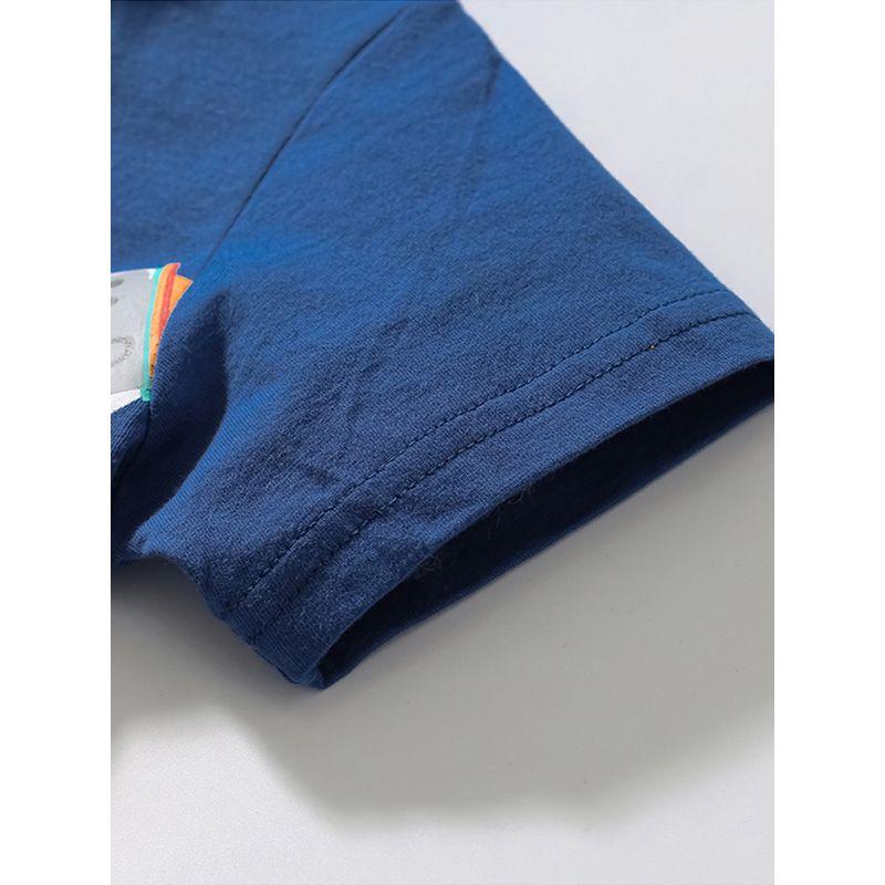 2023 Children's Summer Clothing K-style Kids Rocket Short-Sleeved T-shirt Boys Baby Spring and Summer Wear Fashionable round Neck Tops 8 Tide