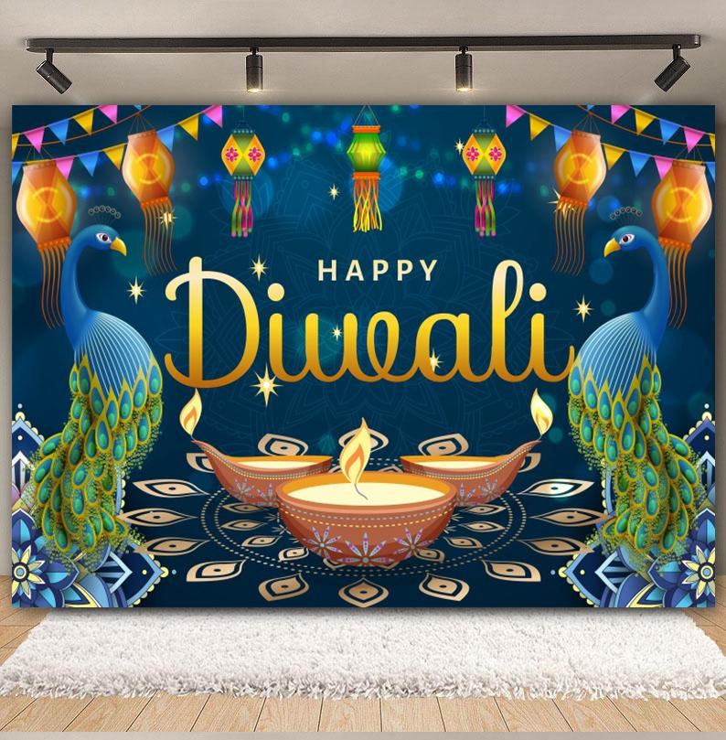 Happy Diwali Photography Backdrop Indian Diwali Tradition Deepavali Candle Marigold Wedding Birthday Background Photo Studio