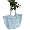 Large Capacity Letter Shoulder Bag Double Sided Back Striped Tote Bag Fashion Versatile Canvas Bag