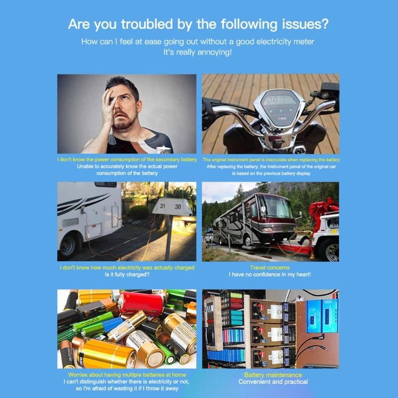 Battery Coulomb Counter Battery Charger Amp Meter Accurate Voltages Monitoring from 8V To 120V for Electric Vehicles