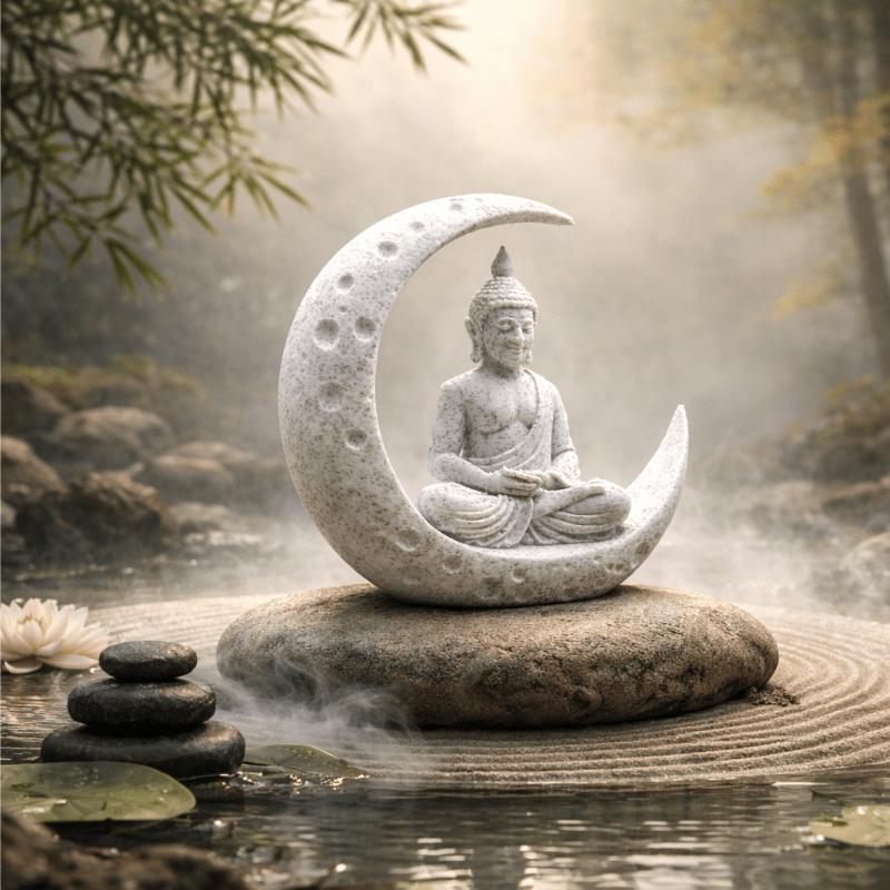 1-Piece Set of Buddha and Moon-Shaped Ornaments, 3D Printed, Cross-Border Hot-Selling Item, High Aesthetic Creative Desktop Deco