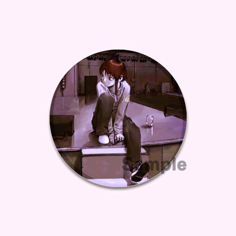 Anime Serial Experiments Lain 32/44/58mm Simple Button Pin Snap In Design Cartoon Brooches Daily Stylish Ornament Handmade Badge