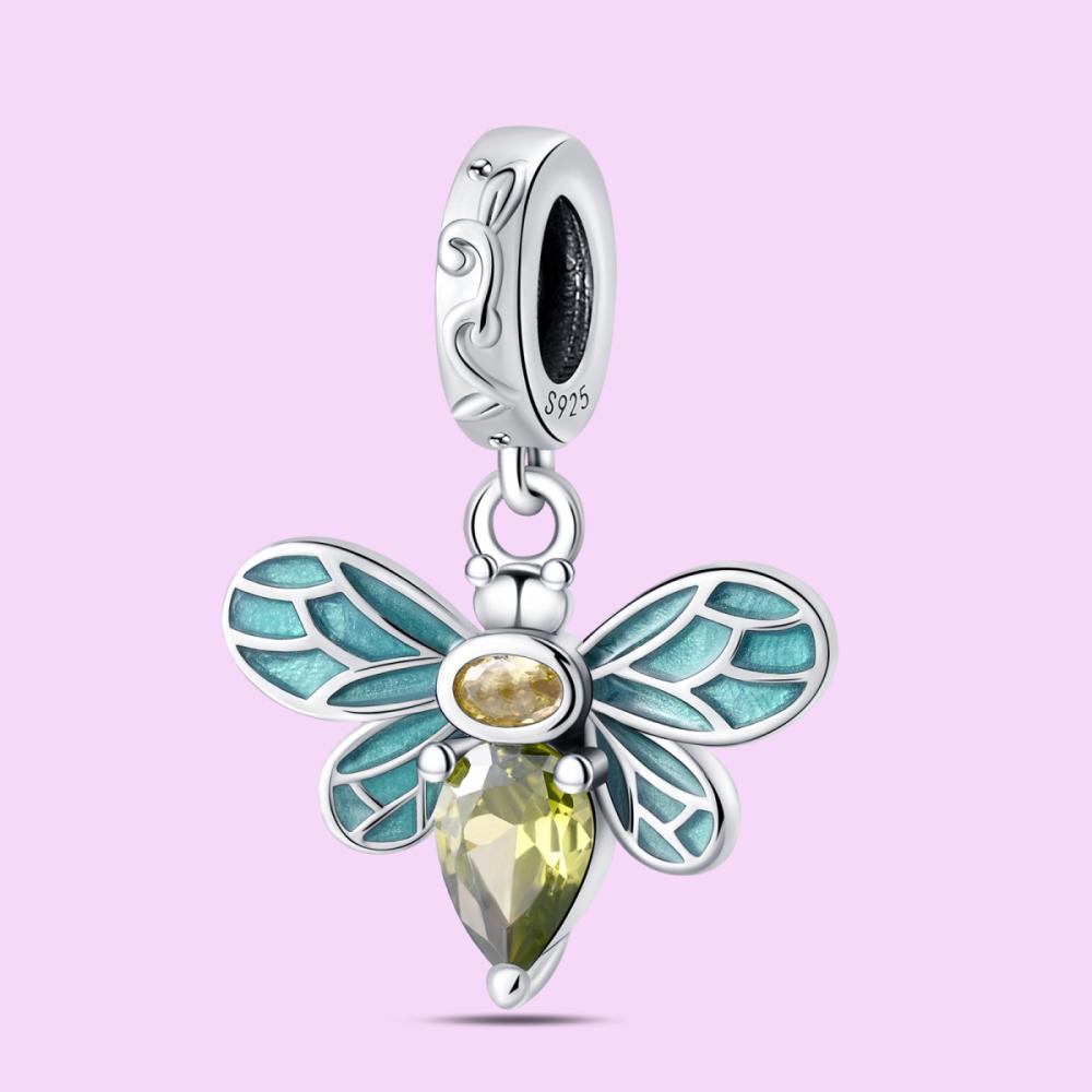 Pendant Charm Bead Copper Cute Bee Zircon Pendant Fit Original Bracelet For Jewelry Making Valentine'S Day Gift