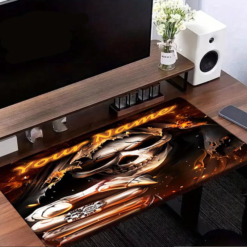 1PC Custom Name "Skull Art Fire Theme" Mouse pad, keyboard and mouse desk pad, for computer notebook Birthday Gift For Any Room Or Office