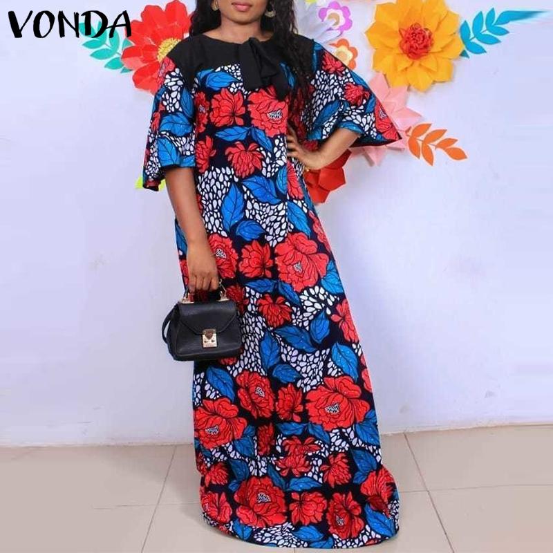 

VONDA летнее женское вечернее длинное платье с цветочным принтом и половиной рукавов
