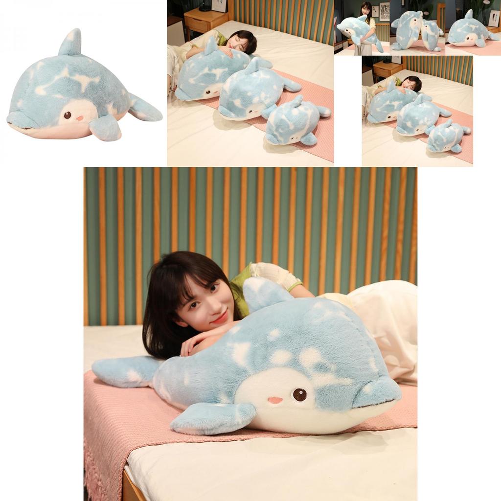 Adorable Dolphin Plush Toy Ocean Stuffed Animal Pillow In Soft Light Blue