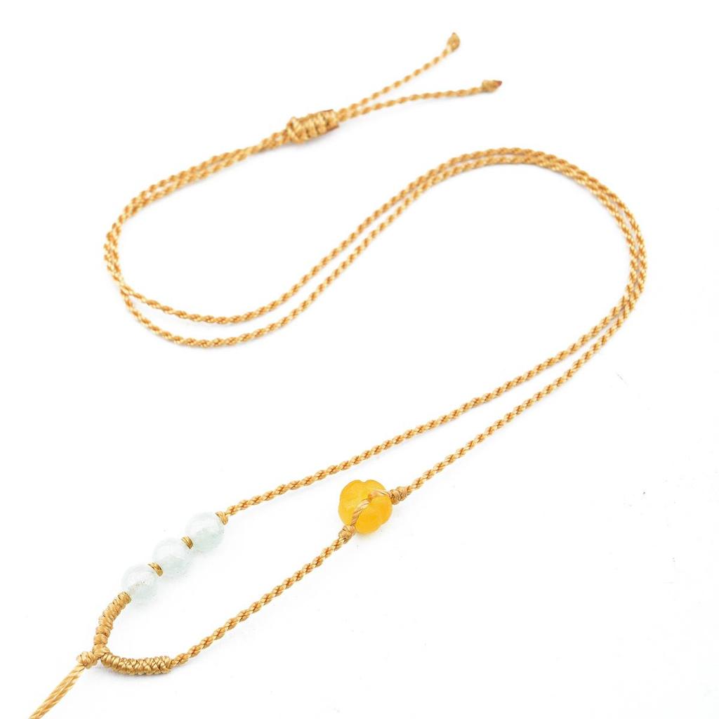 Hand-Woven Adjustable Hetian Jade Pendant Necklace for Women