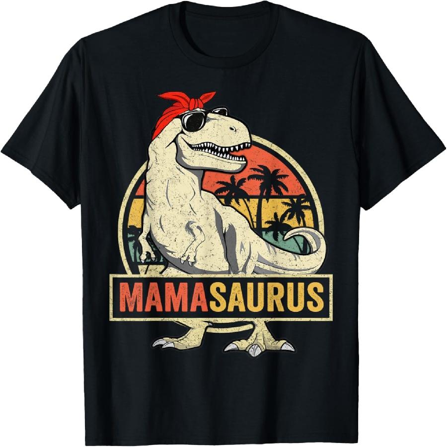 Family Saurus Shirts Store Mamasaurus T Rex Dinosaur Funny Mother s Day Gifts Mom Mommy Unisex Adult Classic Fit Black Short Sleeve T-Shirt S