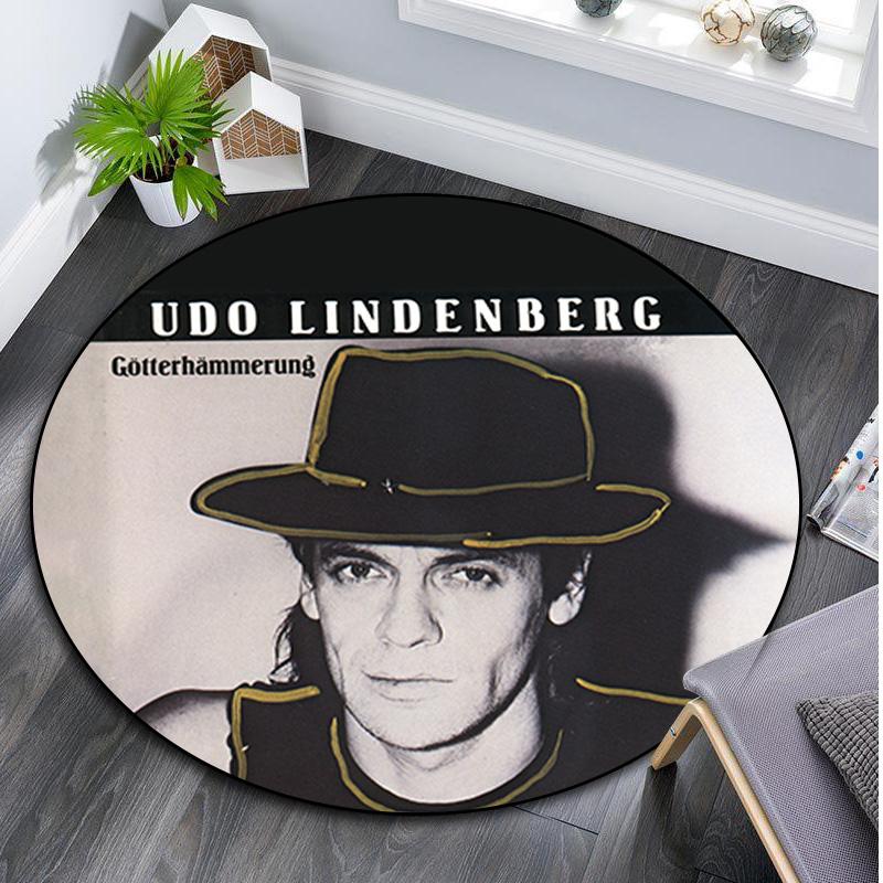 1 vnt. Udo Lindenberg apvalus spausdintas kilimas - namų dekoracija Kilimas svetainei, miegamajam, grindims, kompiuterio kėdės plotui