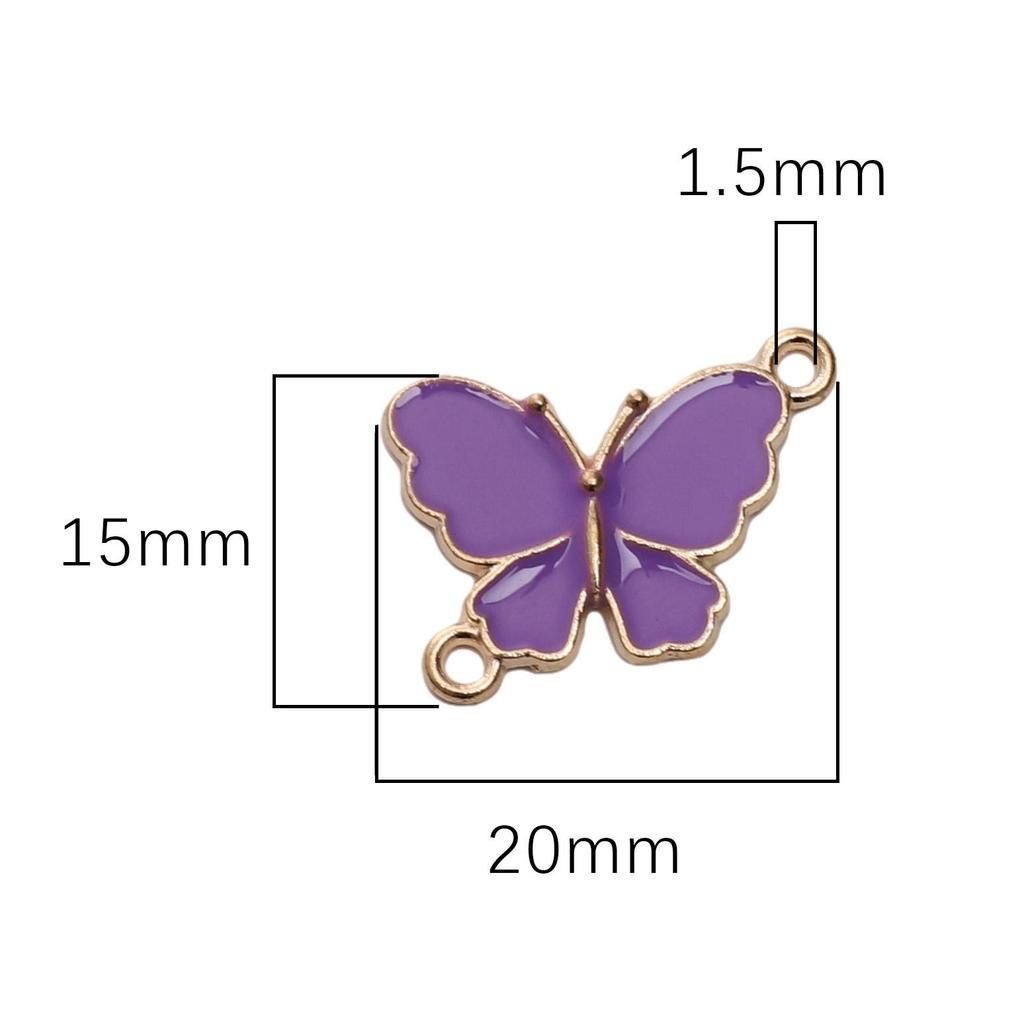 5Pcs Alloy Drip Oil Double Hanging Butterfly Charms Pendant For Women Kids Necklace Bracelet DIY Jewelry Making Accessories