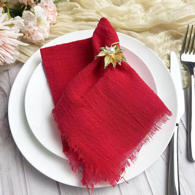 12pcs 40x40cm Dark Green Gauze Napkins 100% Soft Cotton Fabric Serviette Table Set Kitchen Tea Towels For Wedding Decorate