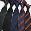 Men'S Trendy Striped Jacquard Polyester Silk Tie, Professional Dress Tie For Work