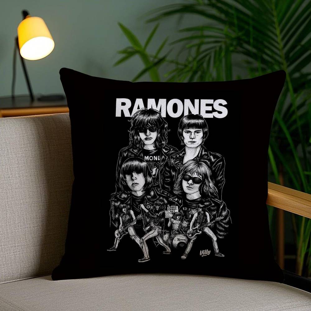 Rock R-Ramones Pillow Case Office Sofa Dorm Chair Back Short Plush Double-Sided Printing Home Cushion Cover