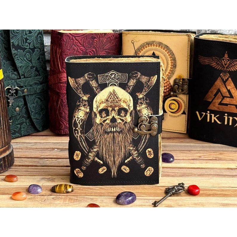 Handmade Leather Journal Valhalla Viking Vegvisir Journal For Traveling Sketchbook Blank Notebook For Men Women Birthday Anniversary Gift