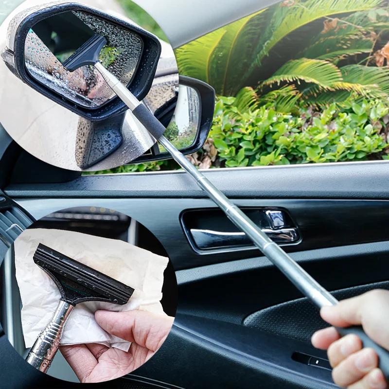 Car Telescopic Rearview Mirror Squeegee Portable Rainy Glass Window Handheld Wiper Car Side Mirror Cleaning Tool
