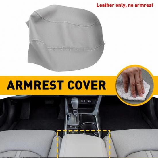 FÜR 15-19 Hyundai Sonata Grau Echtleder Mittelkonsolendeckel Armlehnenbezug EXV
