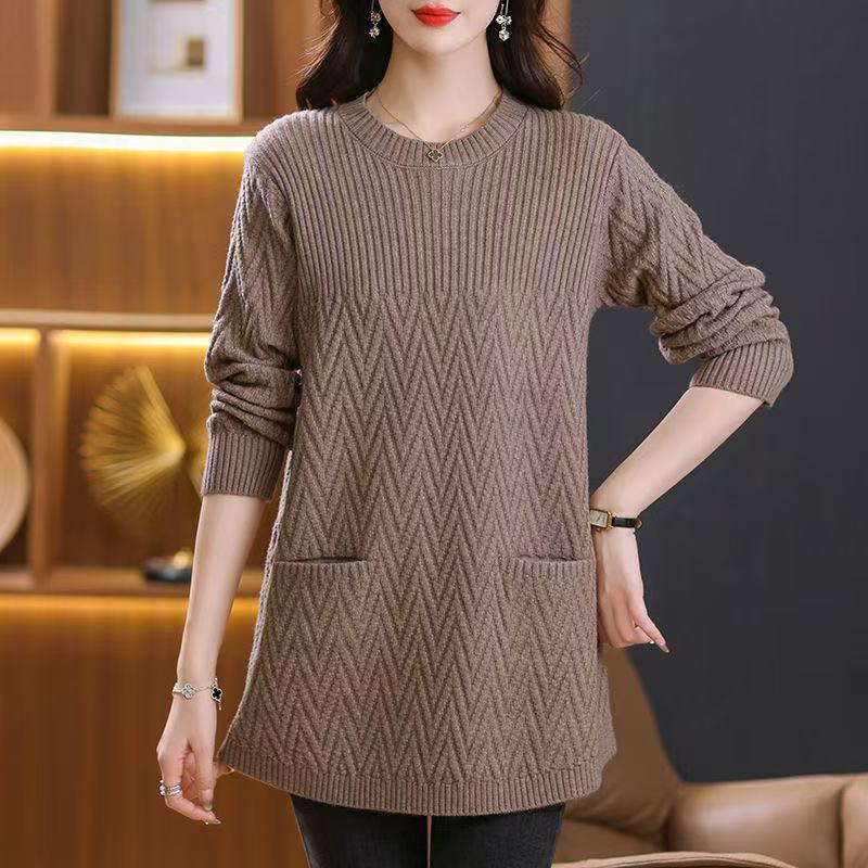

Women s Maternity Mid-Length Sweater - Autumn/Winter, Loose Fit, Fashionable, Half-High Collar, Thickened Top for Middle-Aged and Seniors M for 80-95 jin