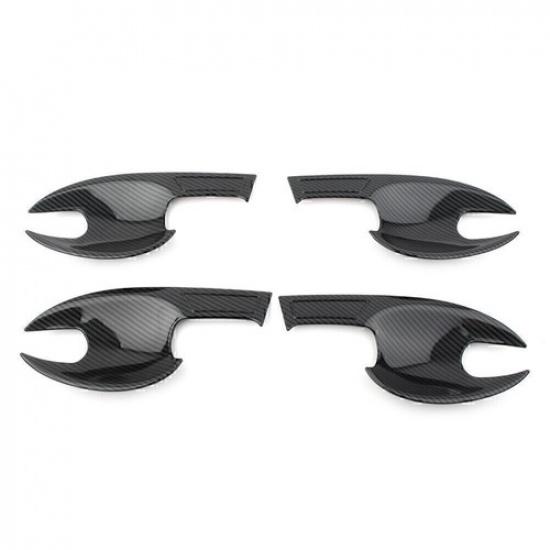 4PCS Car Door Handle Bowl Cover Trim For Mazda CX-5 CX5 2017- Carbon Fiber