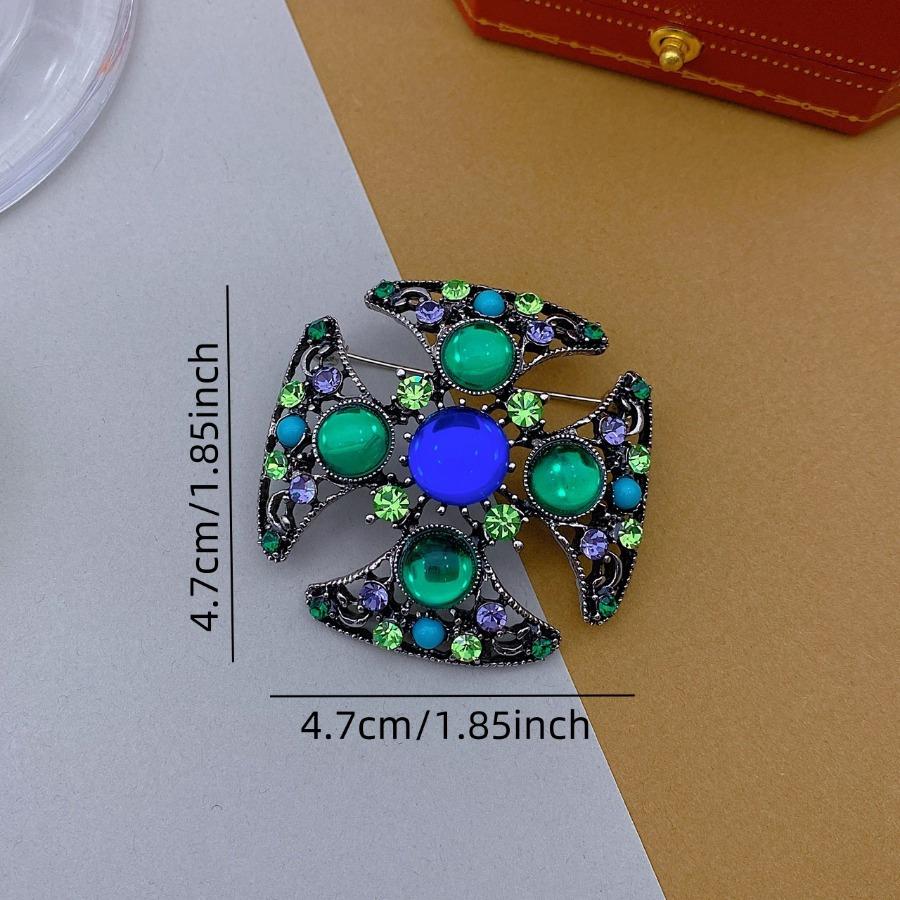 Novelty Vintage Brooch Vintage Atmospheric Trend Glaze Rhinestone Material Set Apparel Accessories Pin