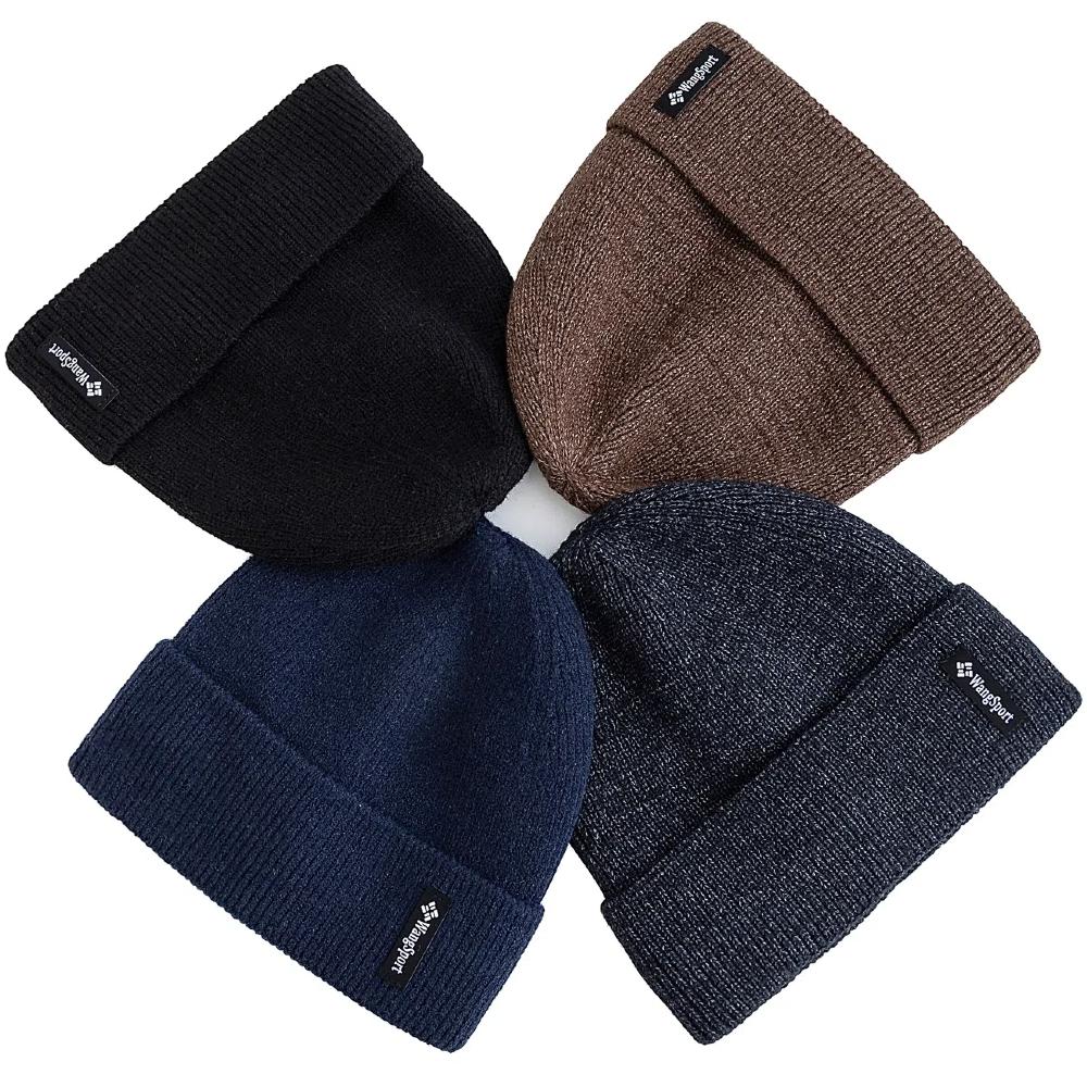 New Unisex Letter Warm Winter Hats Stylish Plush Fur Lined Soft Beanie Cap Thick Winter Sports Knitted Hats For Men Women