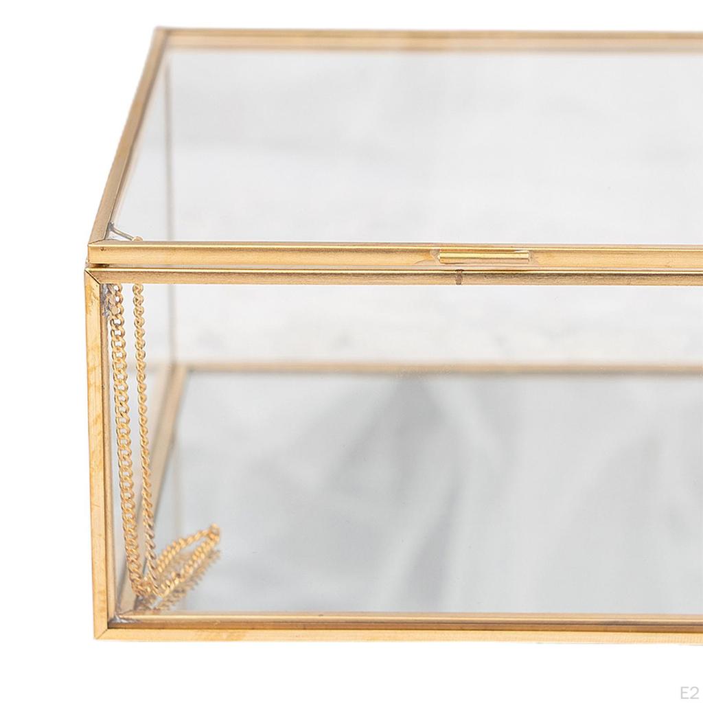 Geometric Square Covered Glass Organizer Clear Jewelry Storage Box