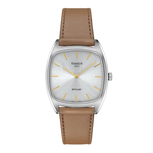 

Tissot Stylist Watch with Leather Strap and Silver Dial, Officially Imported, Model T1599091603100