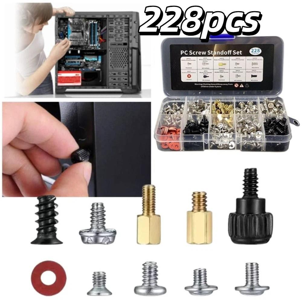 228pcs Hardware Tools Bolt Assortment Kit Standoff Assortment Kit Case Fan Installation