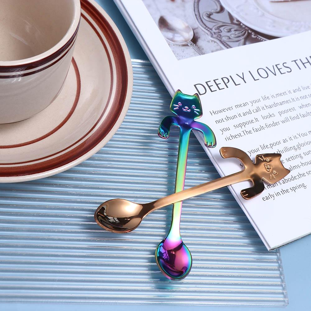 Drinking Flatware Stainless Steel Long Handle Dessert Spoon Coffee Spoon Teaspoon Stirring Spoons