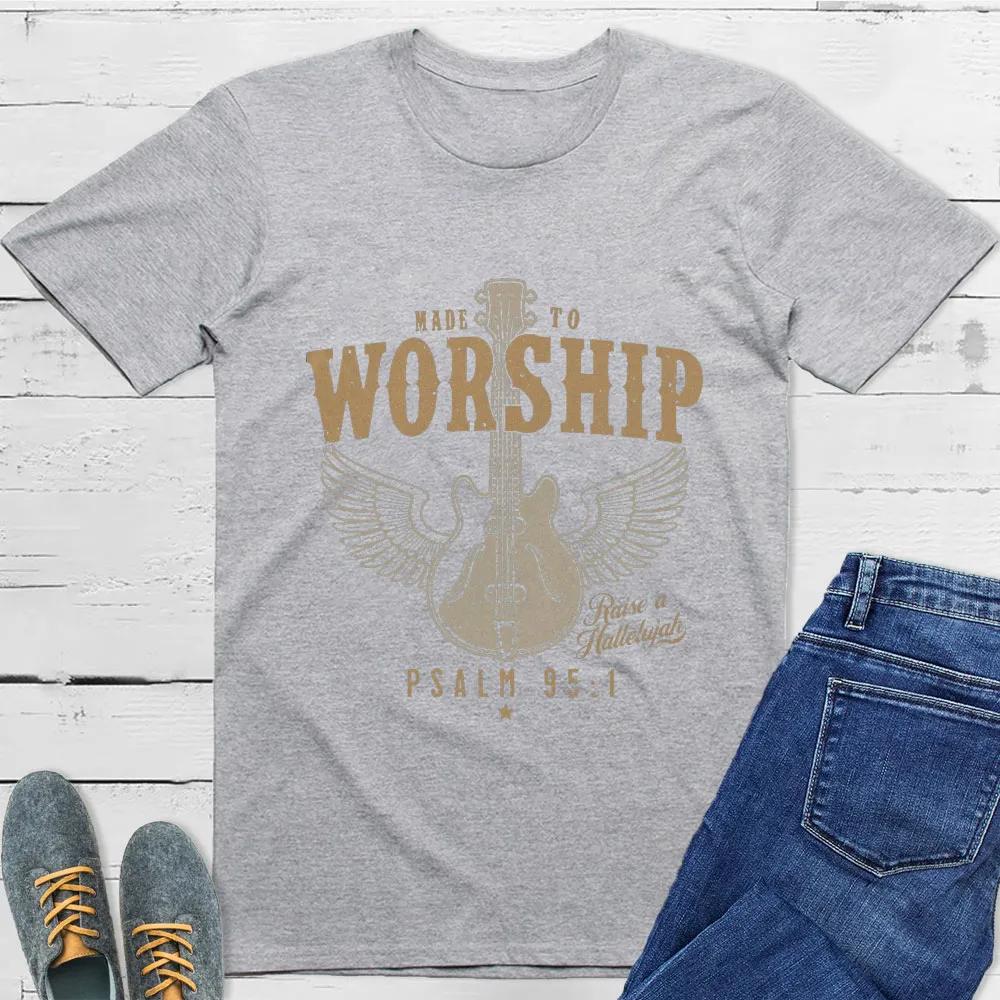 Made To Worship Religious TShirt Mens and Womens Short Sleeve Cotton Tees Retro HipHop Tops Summer Blouse Men Clothing