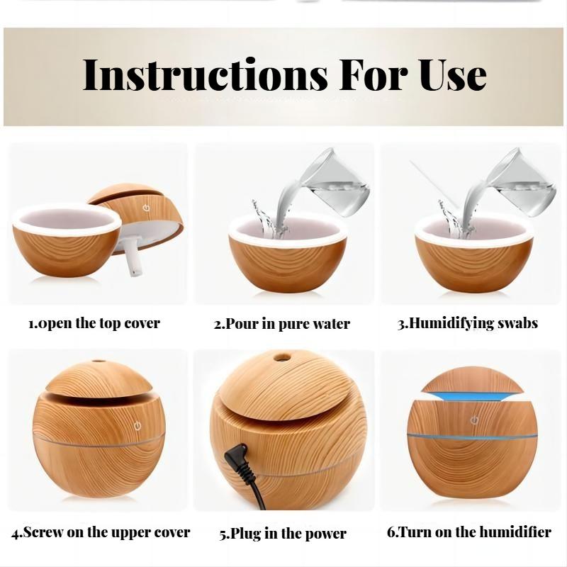 Essential Oil Aroma Diffuser USB Ultrasonic Cool Mist Sprayer Wood Grain Air Humidifier Electric Purifier for Home , Car, Office