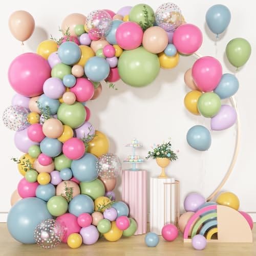 153Pcs Spring Flower Balloon Garland Kit Multicolor Latex Balloons Party Decoration for Birthday Baby Shower Wedding