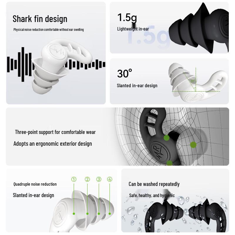 Silicone Noise-Canceling Earplugs for Sleeping and Studying, Portable In-Ear Design, Available for Quick Use.