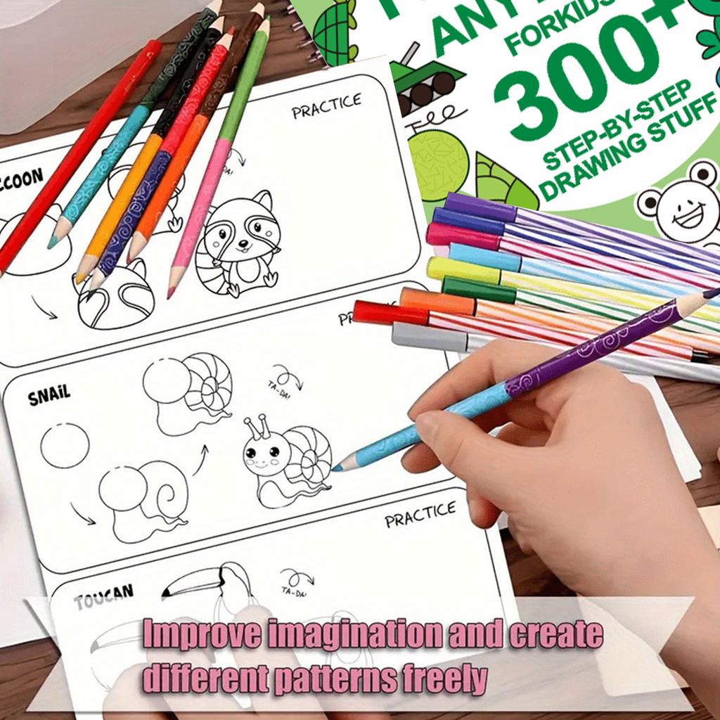 Simple Line Drawing Children's Drawing Book, Step-by-step Art Education, Drawing Learning Supplies, Very Suitable for Creative Writing and Coloring.