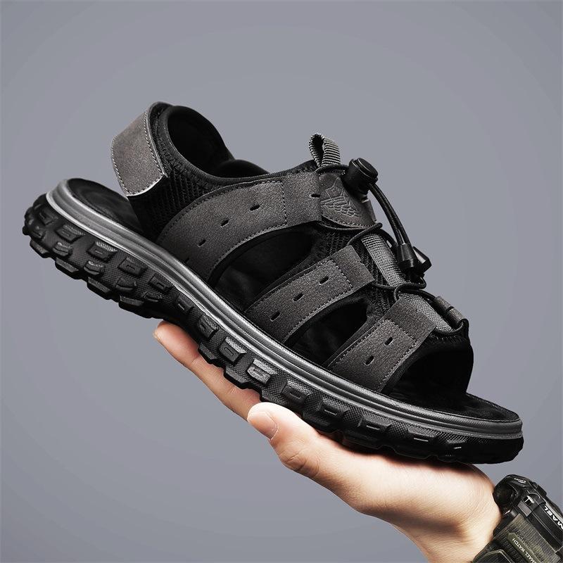 

Чоловічі сандалі 2024 нові літні на липучці, нековзні та зносостійкі, двоцільові спортивні пляжні туфлі для водіння на вулиці 44 сірий колір