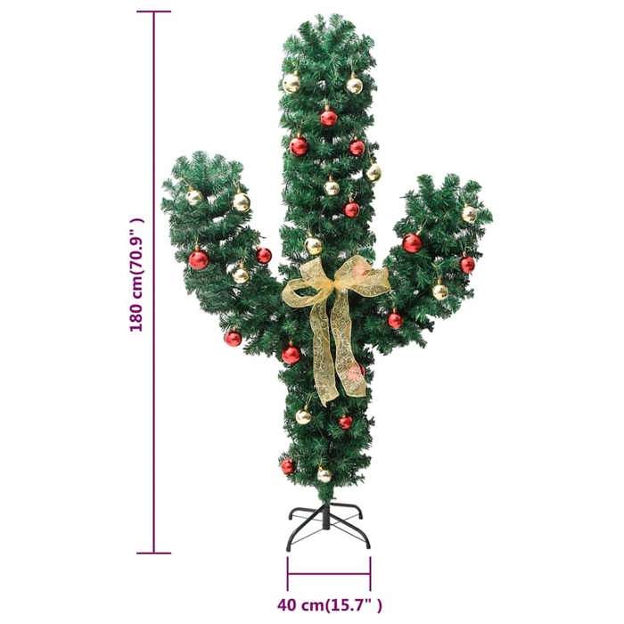 VidaXL Cactus de Noël avec support et LED Vert 180 cm PVC 344656