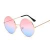 New Woman Round Sunglasses Red Yellow Blue Clear Shades MultiColor Gradient Mirror Female Designer Vintage Sun Glasses