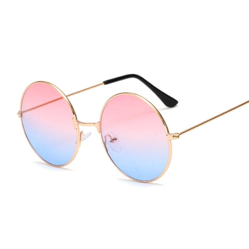 New Woman Round Sunglasses Red Yellow Blue Clear Shades MultiColor Gradient Mirror Female Designer Vintage Sun Glasses