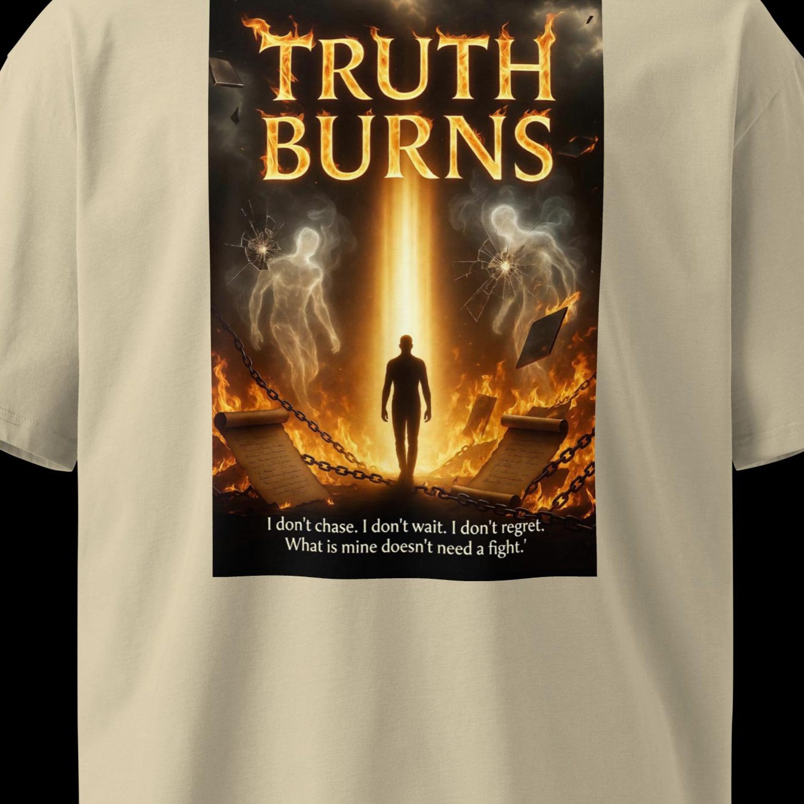 Streetwear Graphic Oversized Tee Unisex Dark Luxury Aesthetic High Neck Organic Cotton Shirt Edgy Fire Graphic Tee Gift for Him S