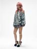 YEEL Yl Studded Off-Shoulder Sweatshirt Camo Gray