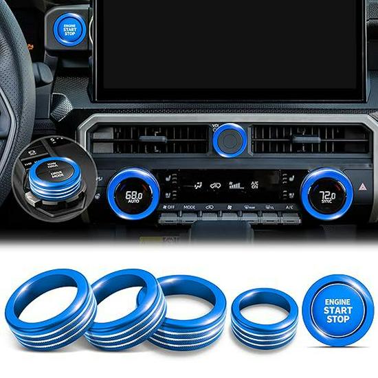 Decorative Ring Set for Toyota Tacoma ’24-'25: Fits Air Conditioning and Volume Knobs