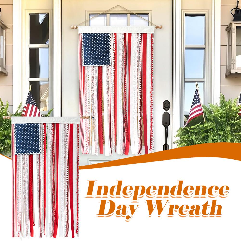 American Bunting Flag Rag Garland Rustic Flag Independence Day Day 4x2.3Ft For 4th Of Garden Fl N2C5