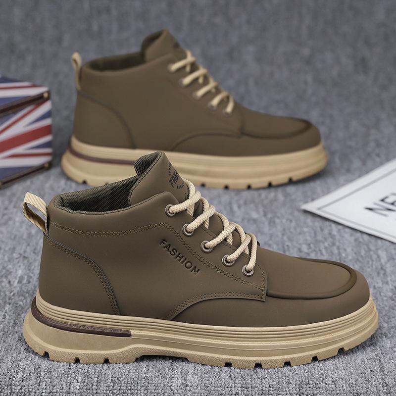 Autumn men's shoes high-top Martin boots men's trend versatile platform tooling boots leather boots sports and leisure board shoes trendy shoes